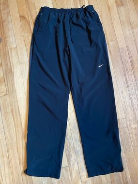 Nike Men's DryFit Black Athletic Joggers with White Swoosh Size M Gym Pants